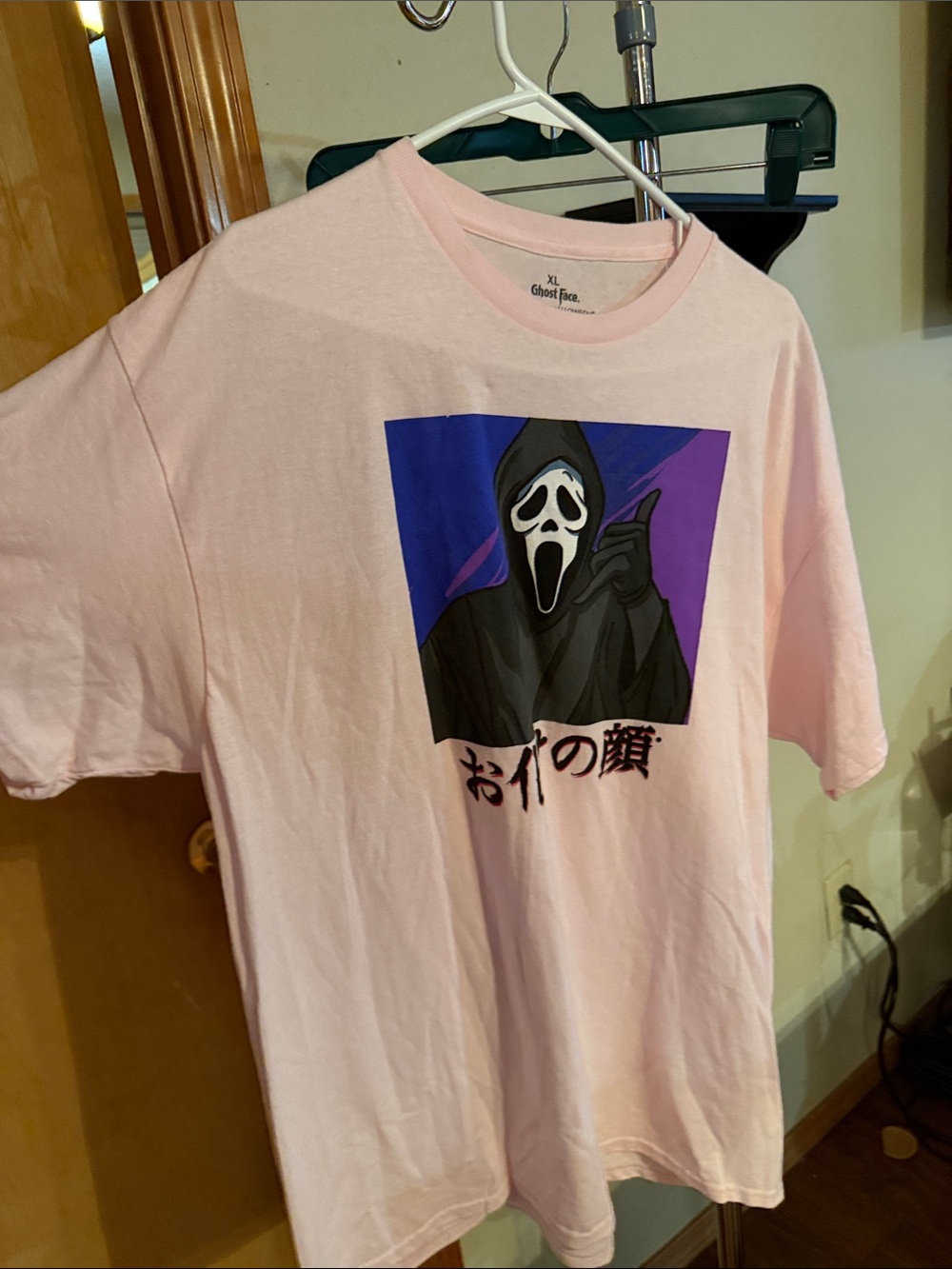 Ghost Face Short Sleeve Graphic Tee in Light Pink